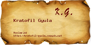 Kratofil Gyula névjegykártya